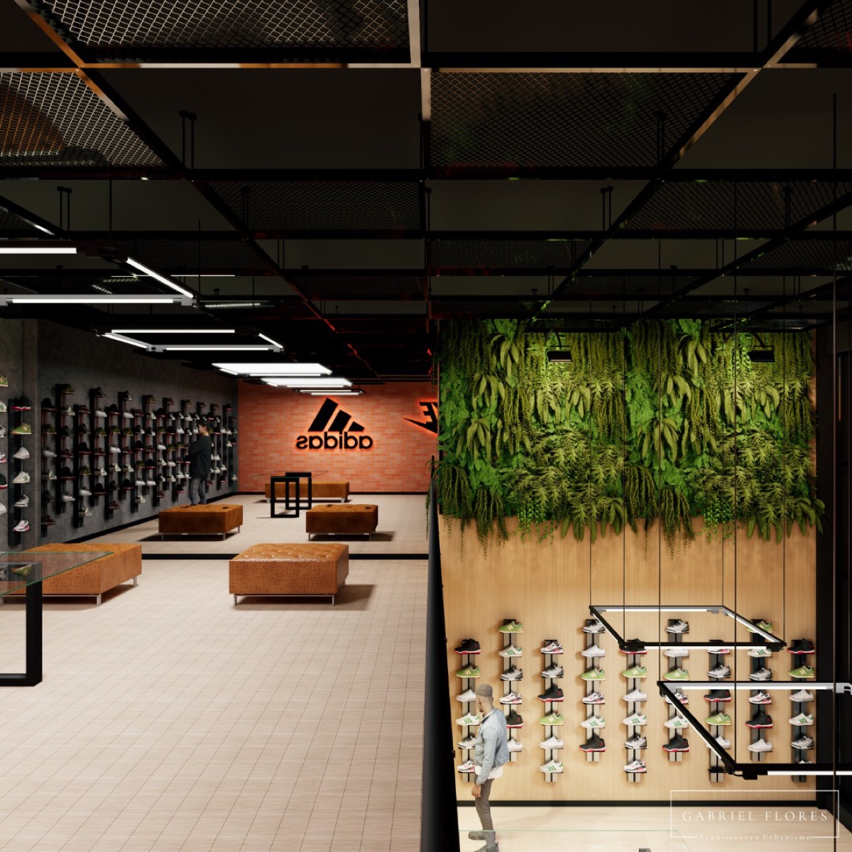 Loja Adidas — projeto comercial com iluminação em trilho e linear, de Gabriel Flores